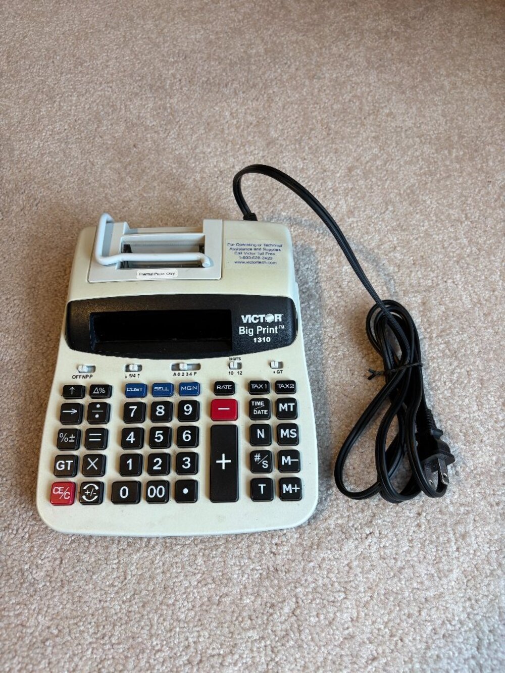 Victor Big Print 1310 Commercial Thermal Printing Desk Calculator Tested